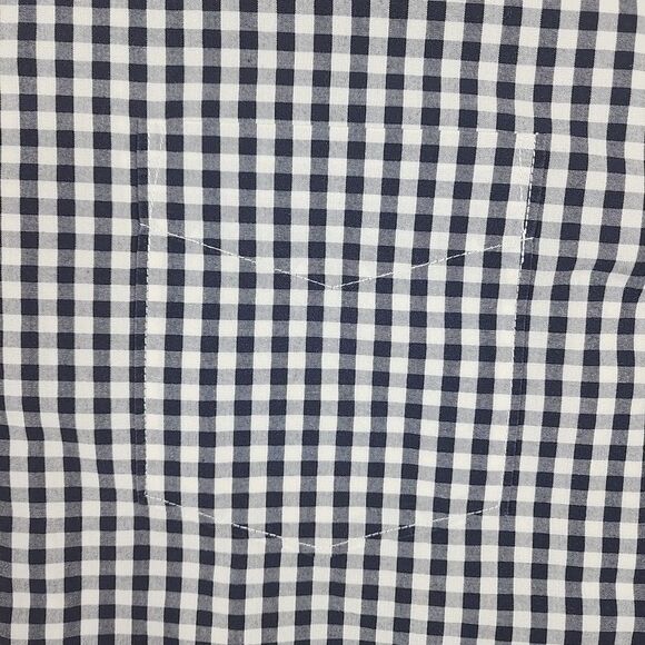J Crew Button Up Shirt Mens XL Black Gray White Checkered Short Sleeve Pocket - Picture 4 of 10